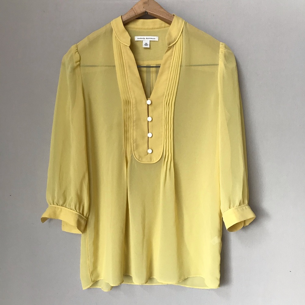 Banana Republic Blouse Top Mustard Yellow XS